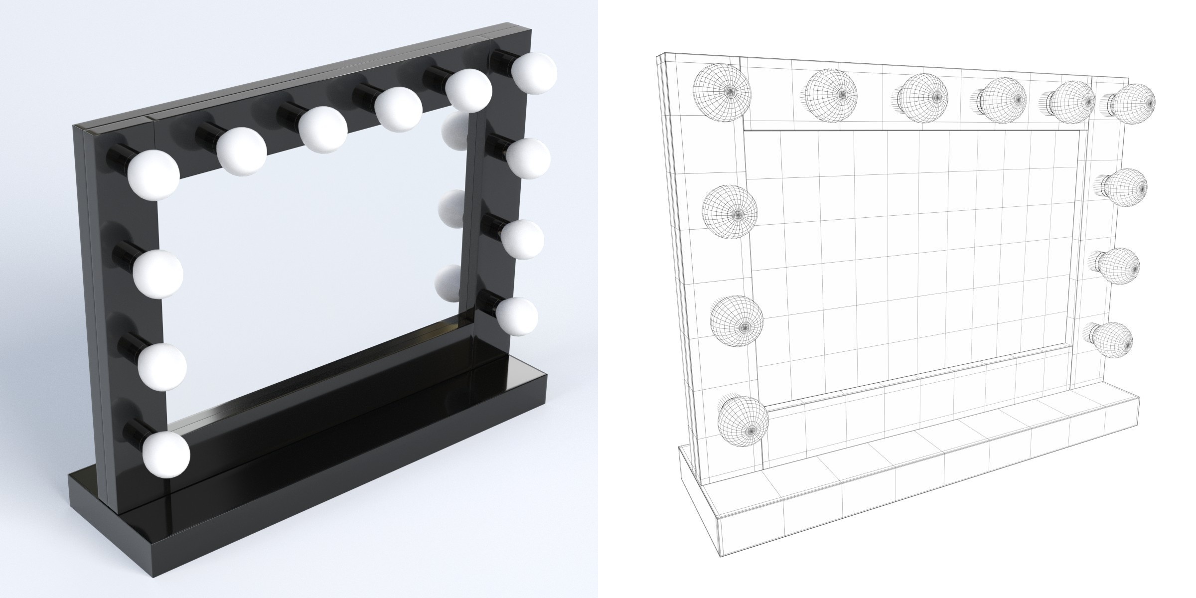 3D-Modell - Schminkspiegel mit Beleuchtung