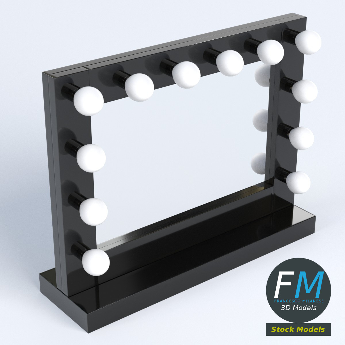 3D-Modell - Schminkspiegel mit Beleuchtung - 01