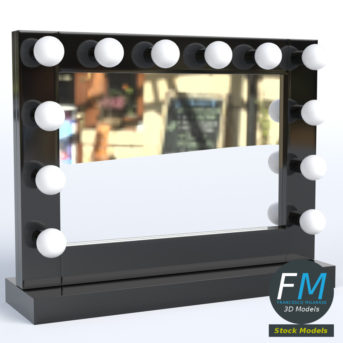 3D-Modell - Schminkspiegel mit Beleuchtung - 02