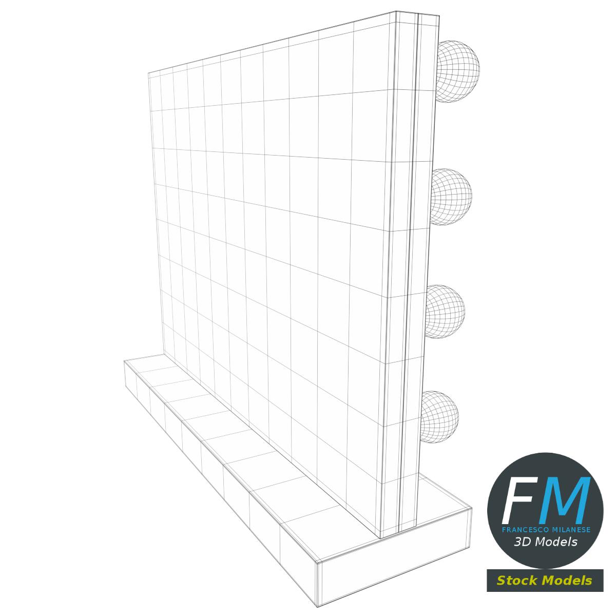 3D-Modell - Schminkspiegel mit Beleuchtung - 08