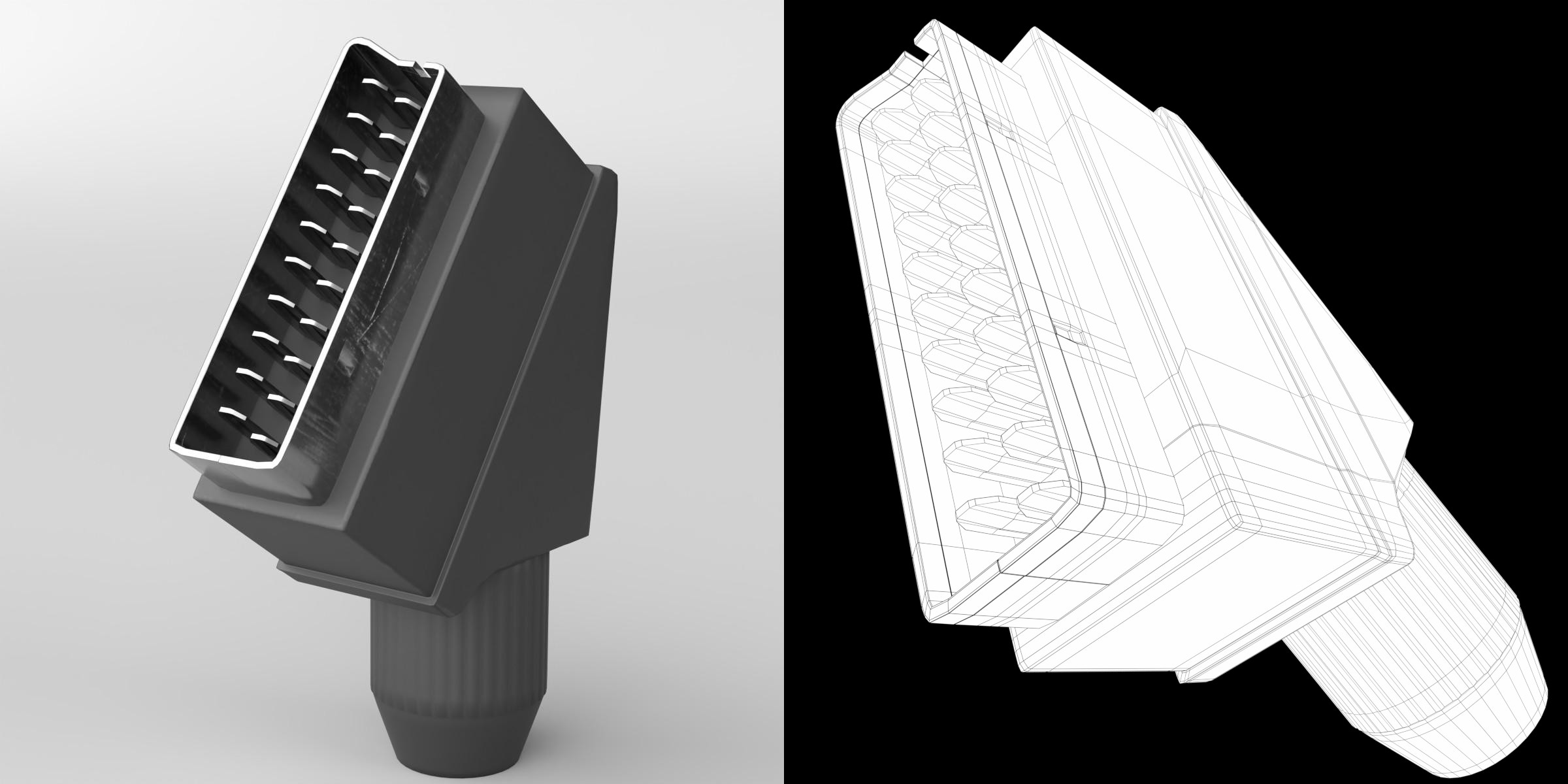 3D-Modell - SCART-Stecker