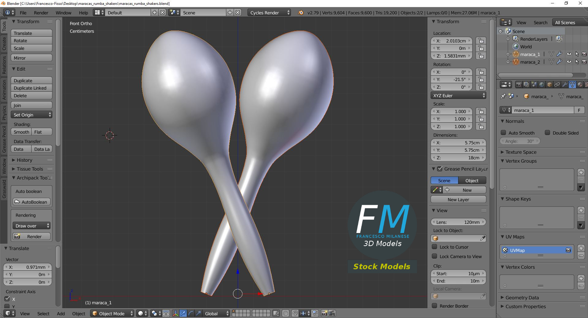 3D-Modell - Rumba-Maracas - 09