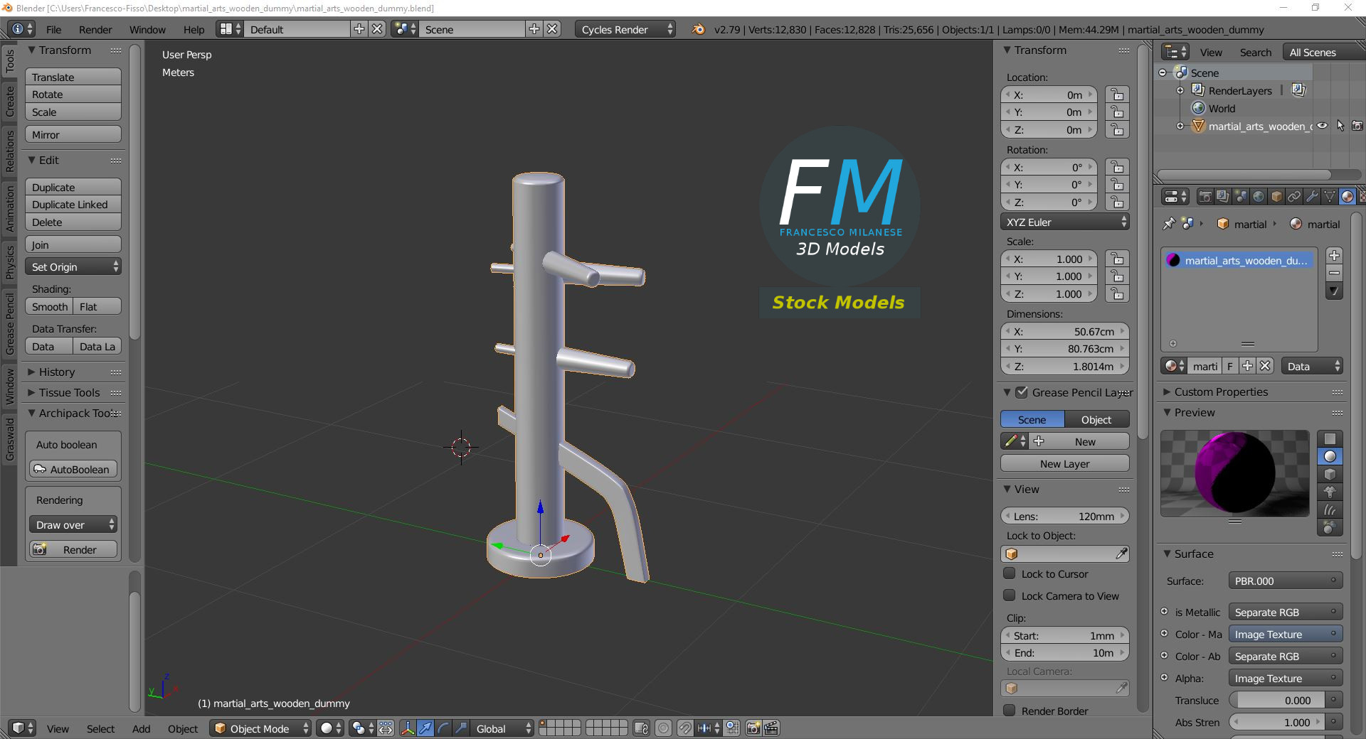 3D-Modell - Holzpuppe für Kampfsporttraining - 09