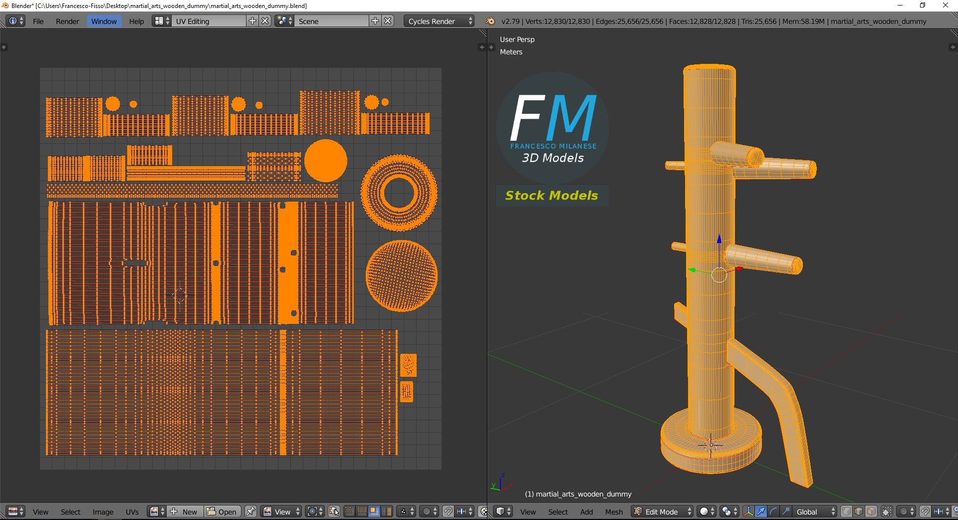 3D-Modell - Holzpuppe für Kampfsporttraining - 10