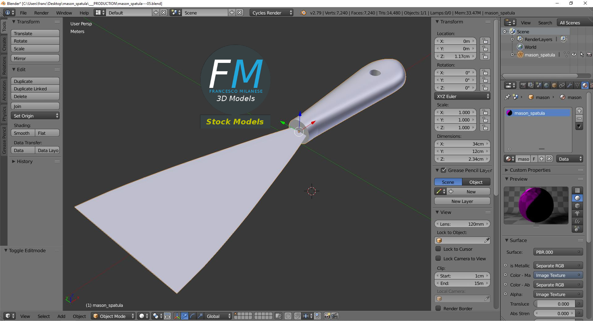 3D-Modell - Maurerspachtel - 09