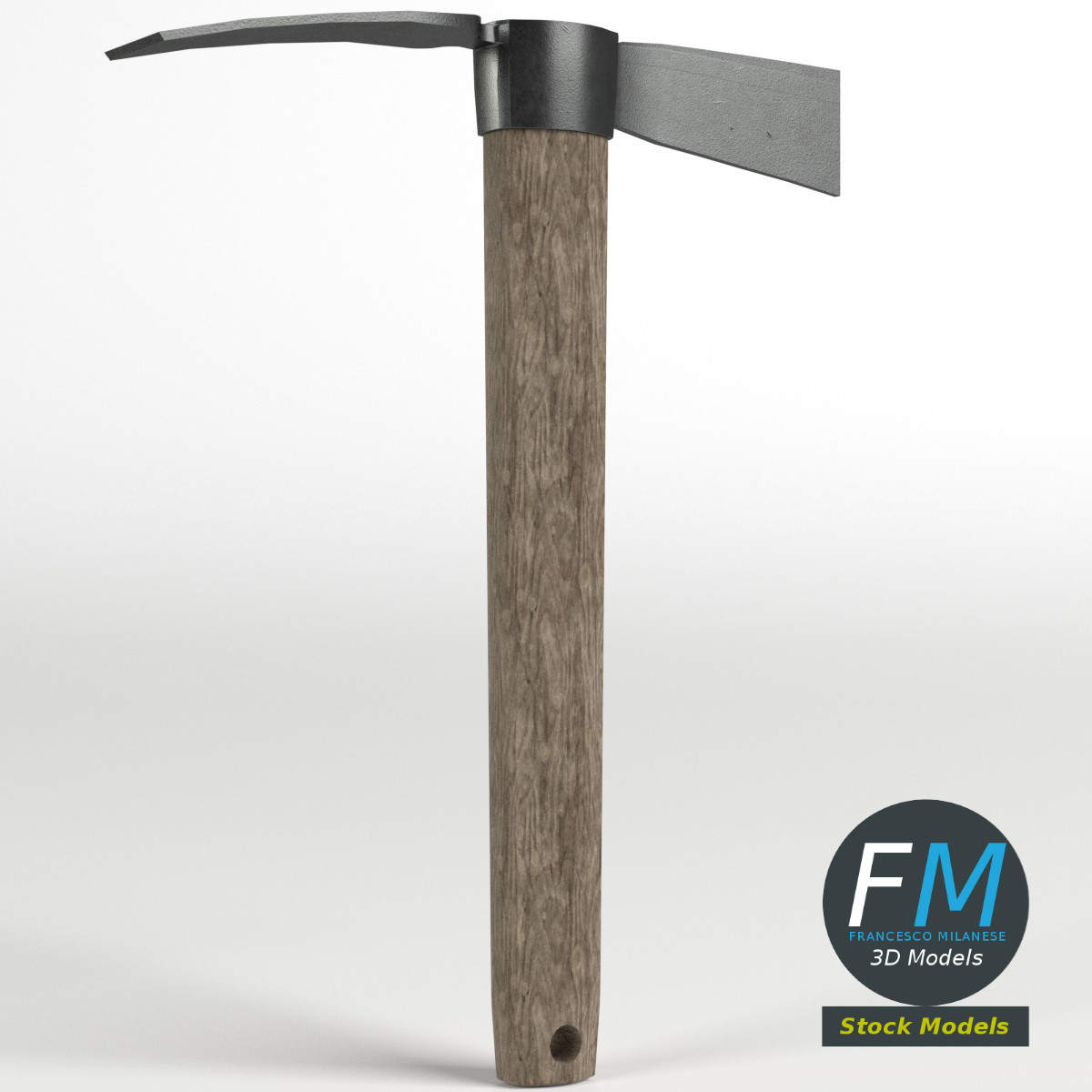 3D-Modell - Kreuzhacke mit Holzstiel - 03