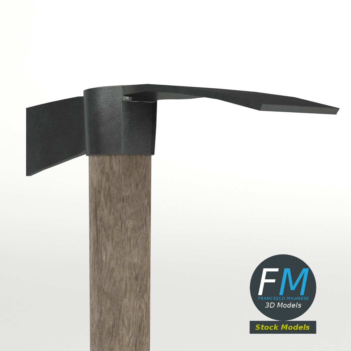 3D-Modell - Kreuzhacke mit Holzstiel - 04