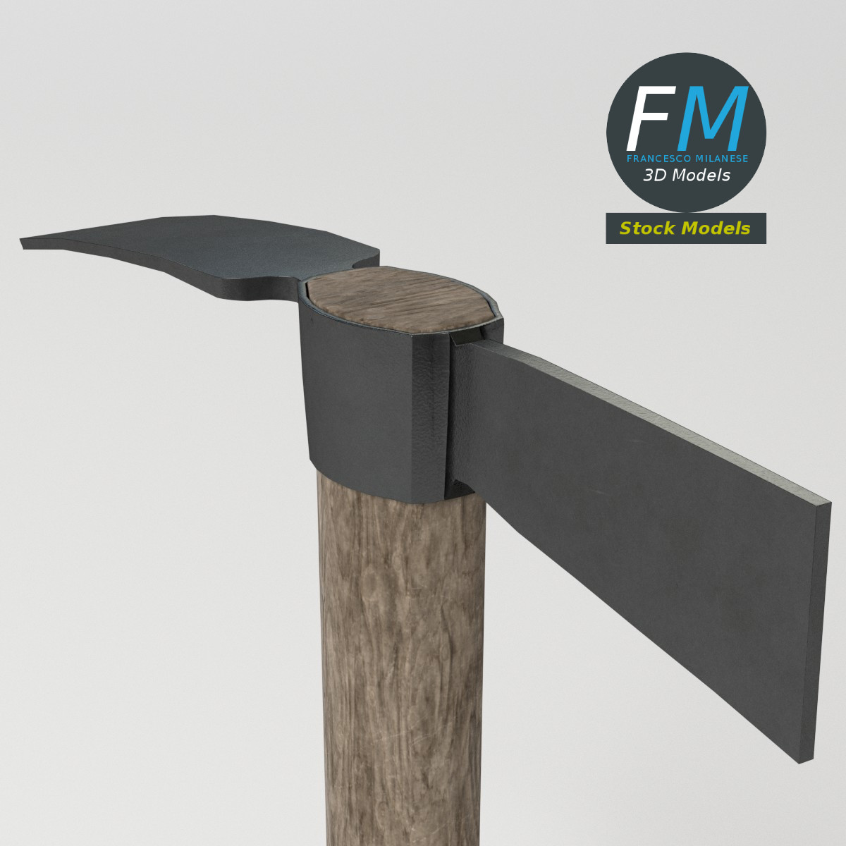 3D-Modell - Kreuzhacke mit Holzstiel - 05