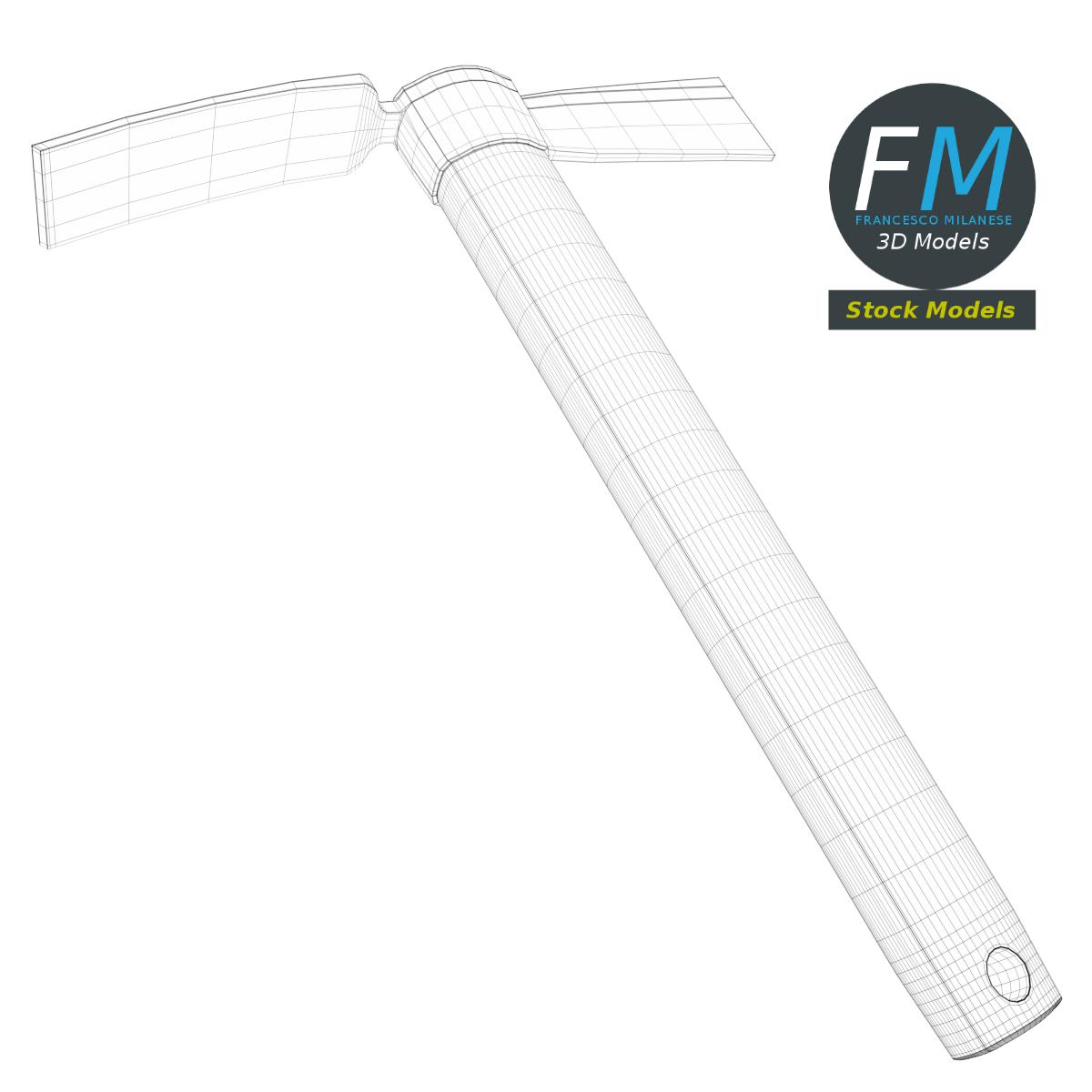 3D-Modell - Kreuzhacke mit Holzstiel - 08