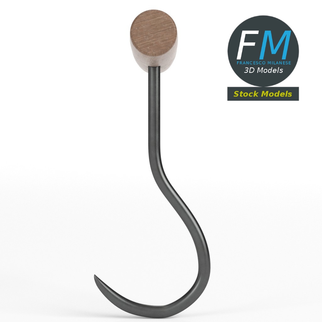 3D-Modell - Fleischerhaken mit Holzgriff - 03