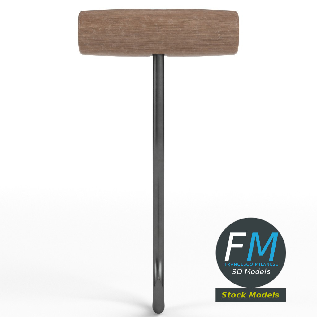 3D-Modell - Fleischerhaken mit Holzgriff - 04