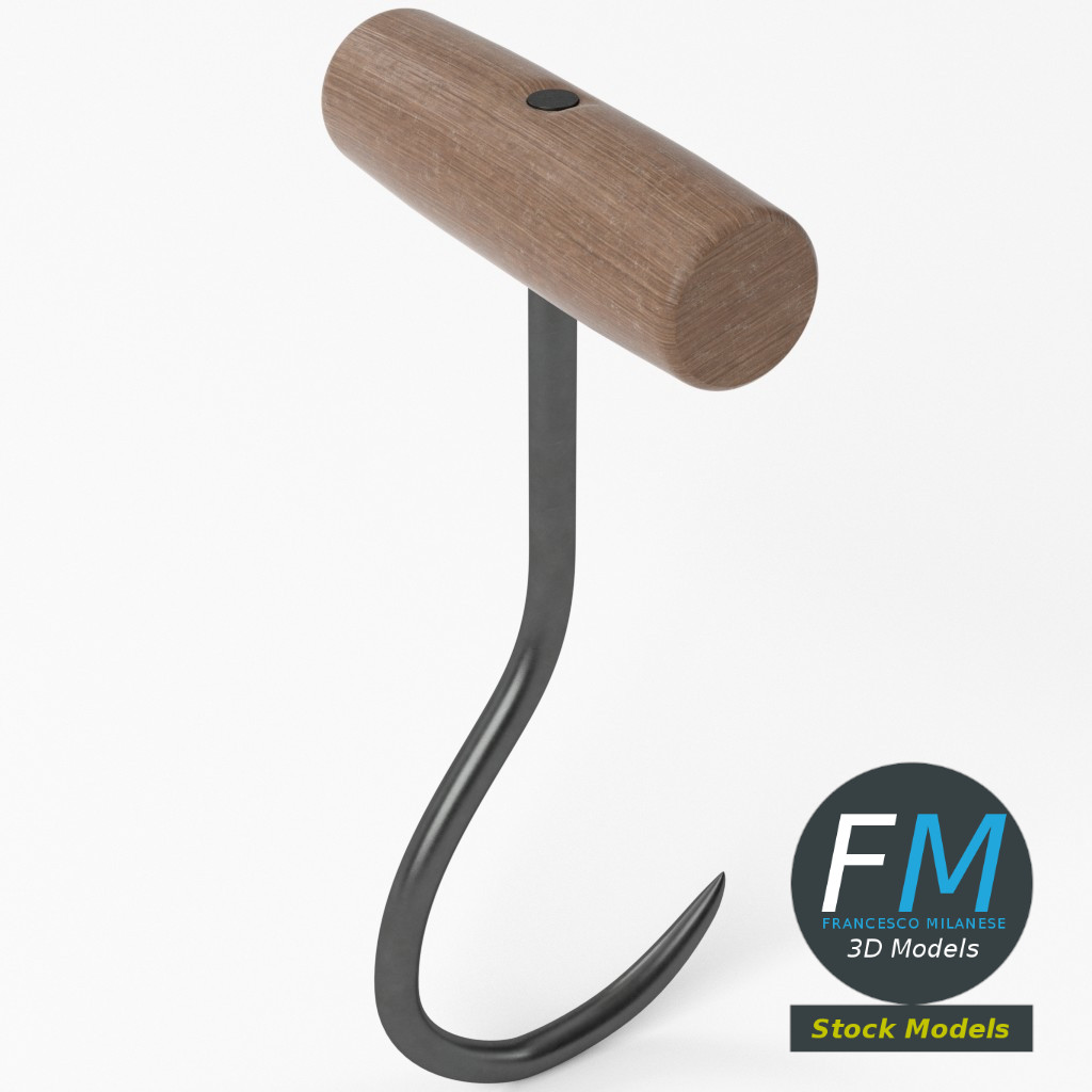 3D-Modell - Fleischerhaken mit Holzgriff - 05