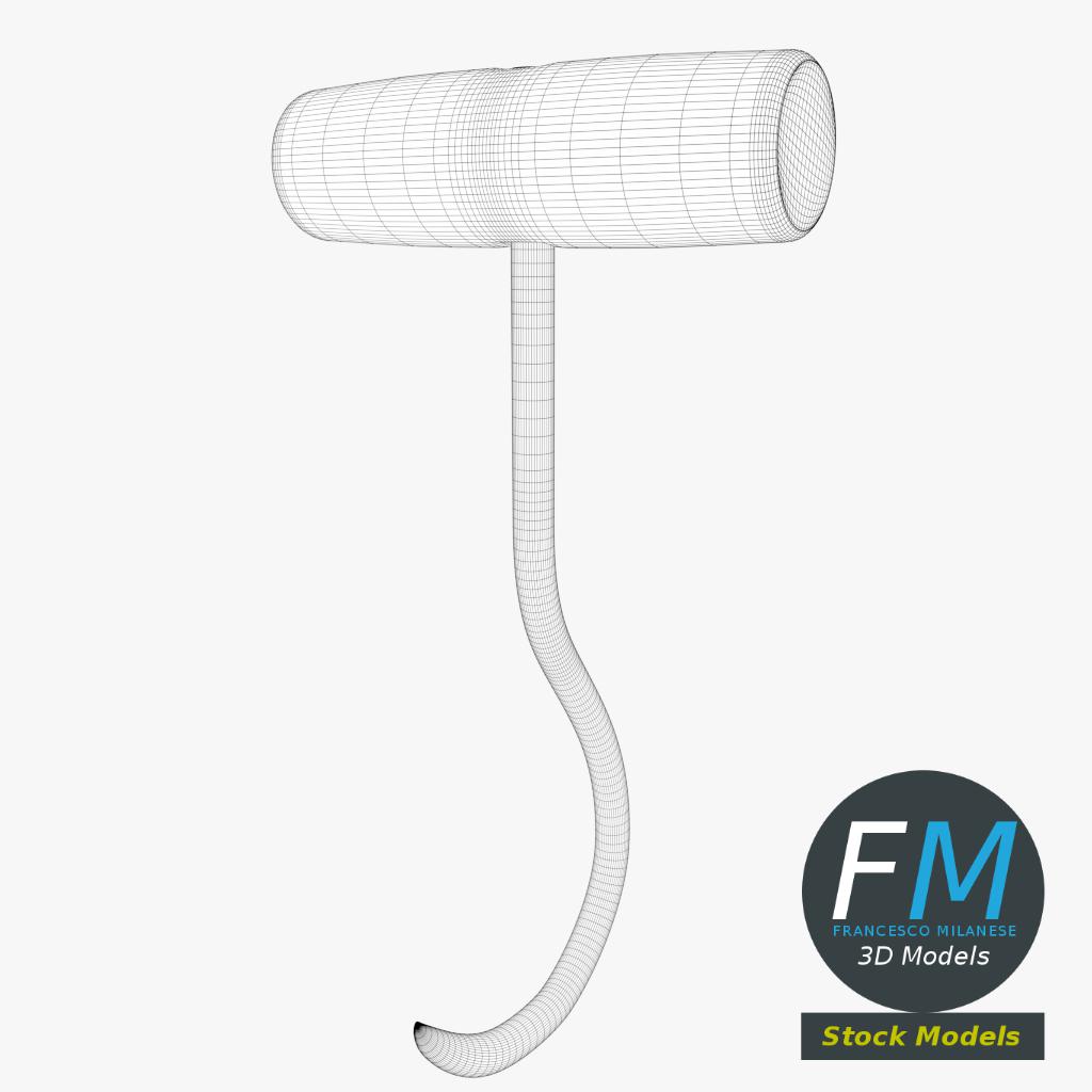 3D-Modell - Fleischerhaken mit Holzgriff - 07