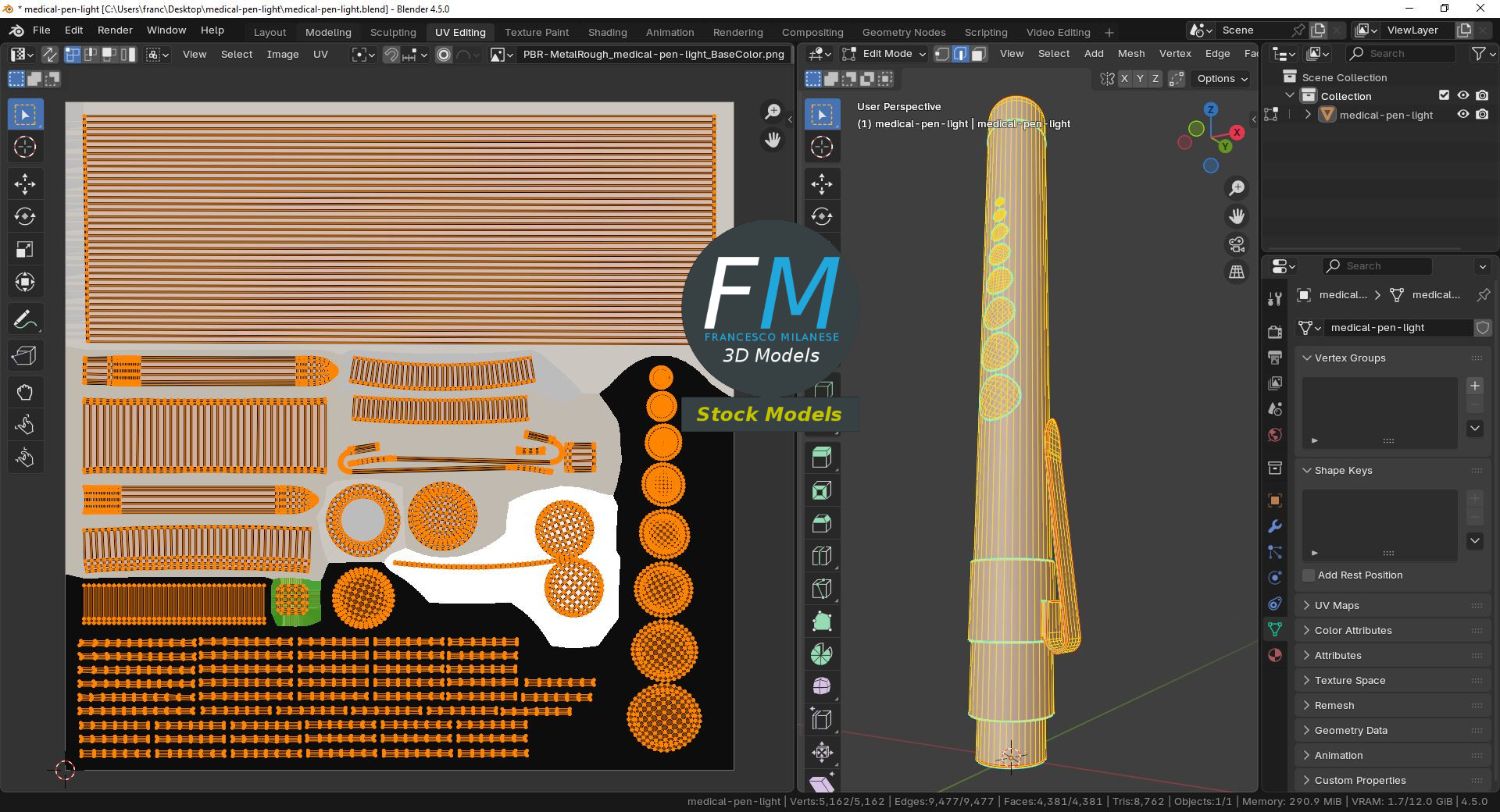 3D-Modell - Medizinische Stiftleuchte mit Pupillenskala - 10