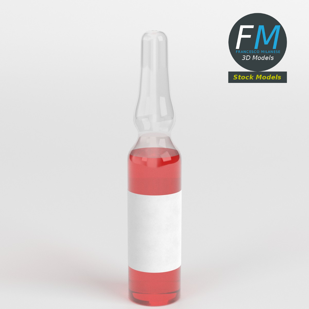3D-Modell - Medizinische Glasampulle mit Flüssigkeit - 01