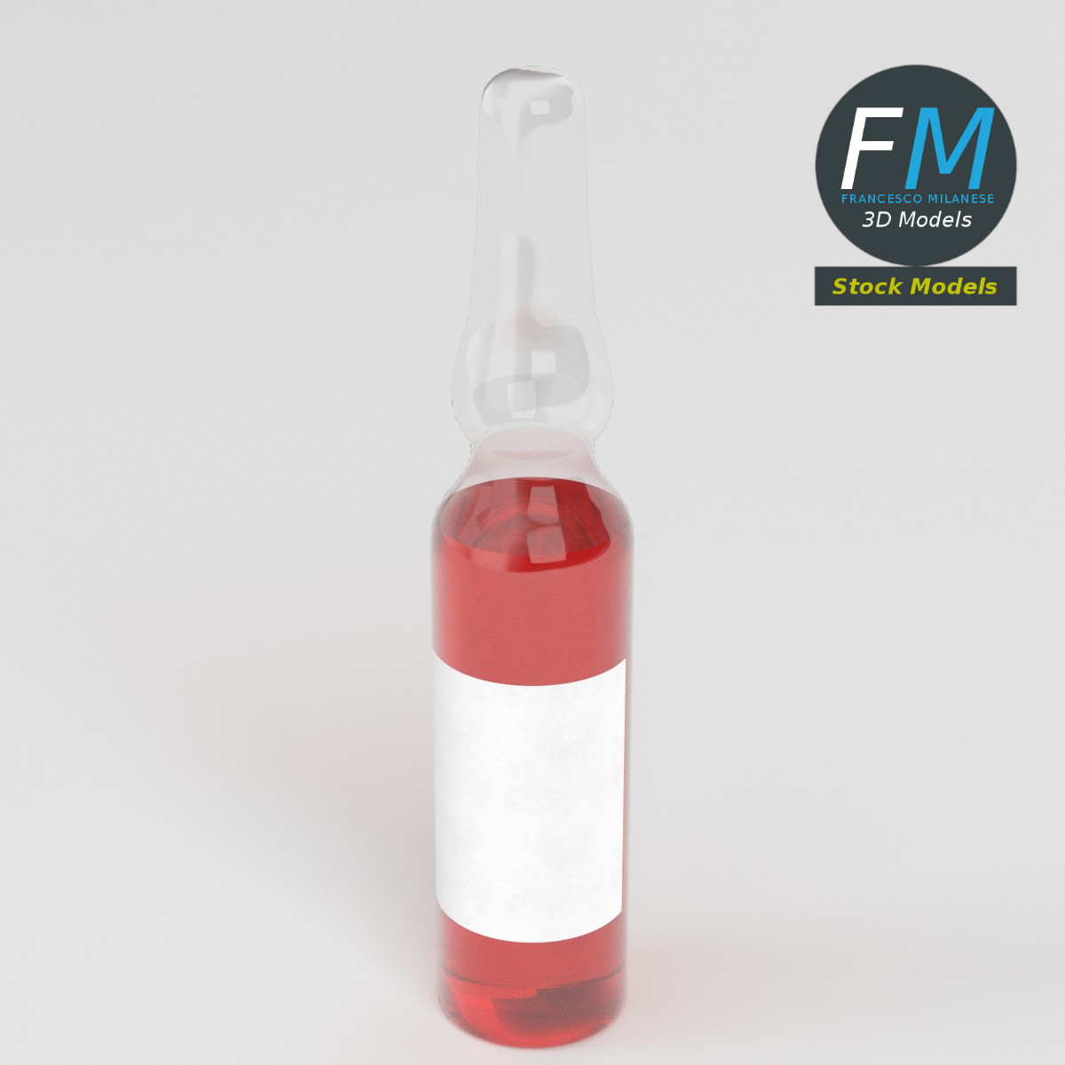 3D-Modell - Medizinische Glasampulle mit Flüssigkeit - 02