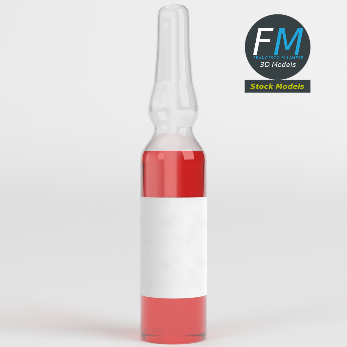 3D-Modell - Medizinische Glasampulle mit Flüssigkeit - 03