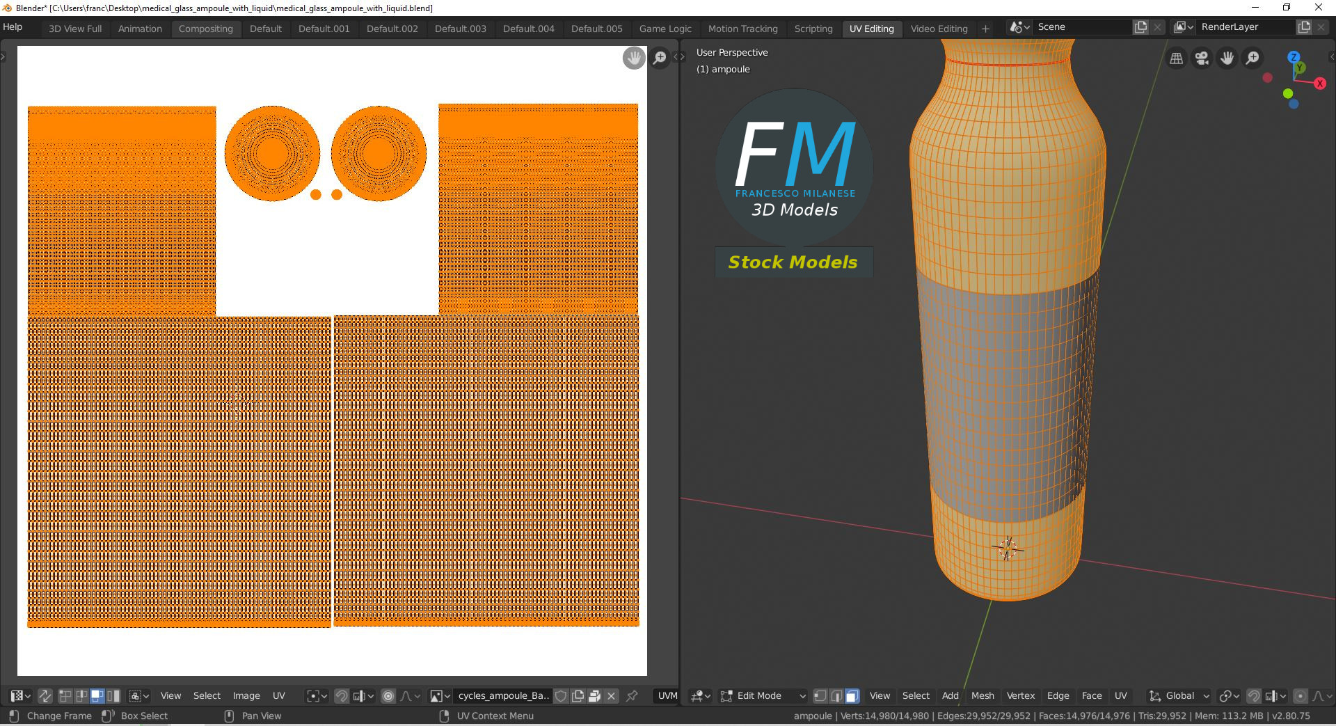 3D-Modell - Medizinische Glasampulle mit Flüssigkeit - 10
