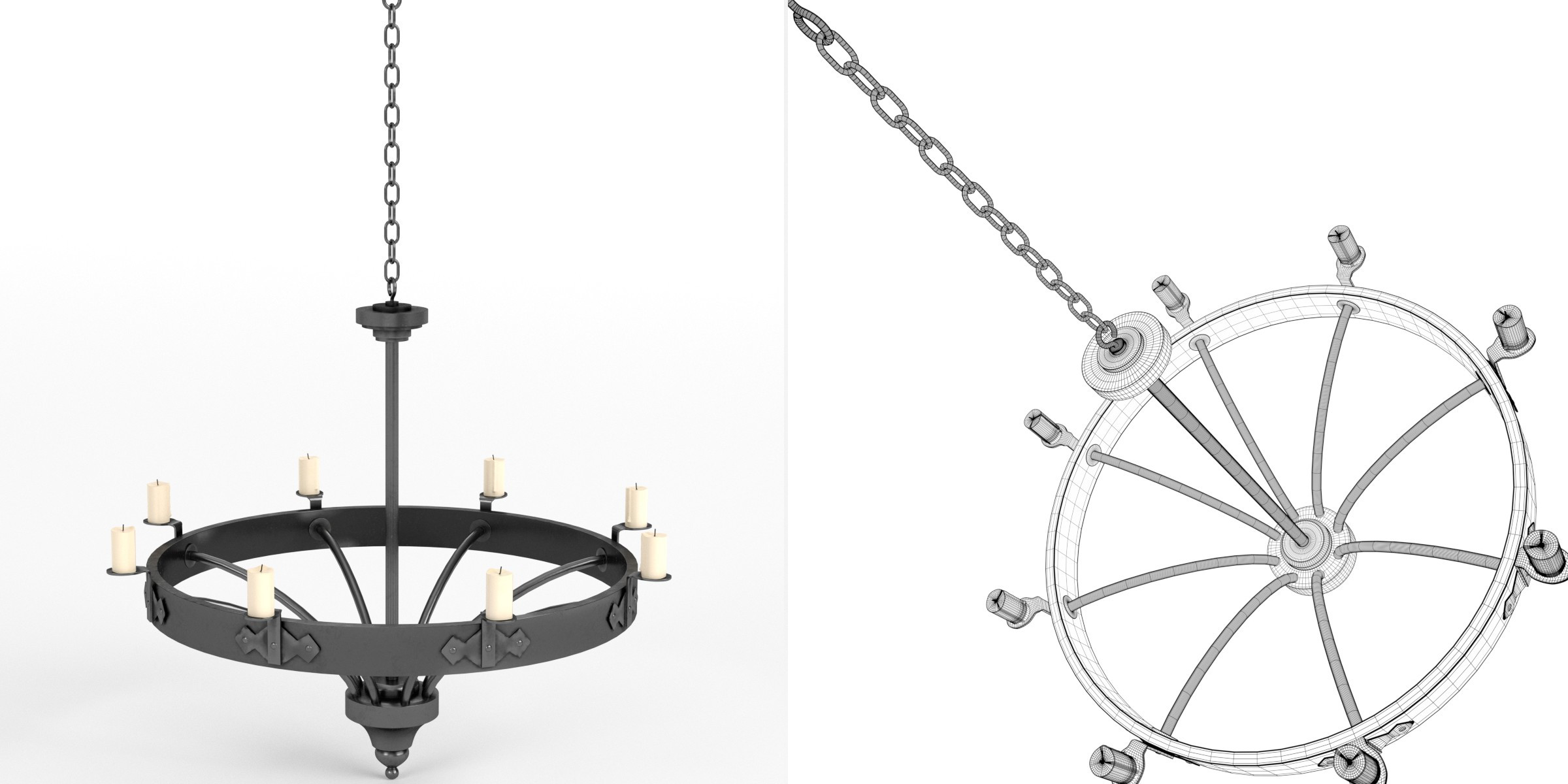 3D-Modell - Mittelalterlicher Radleuchter