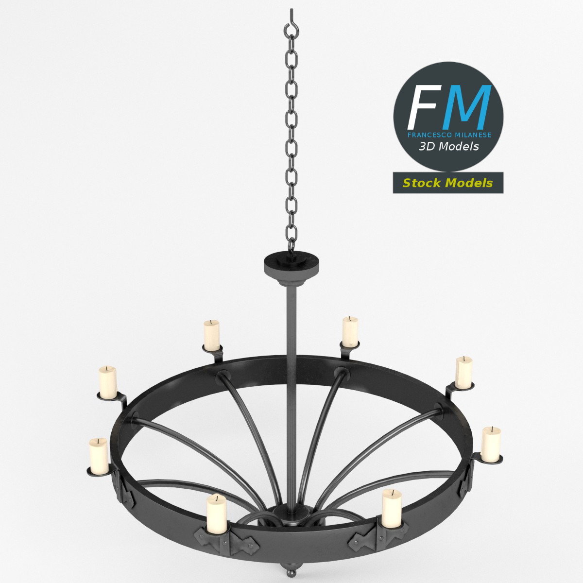 3D-Modell - Mittelalterlicher Radleuchter - 02