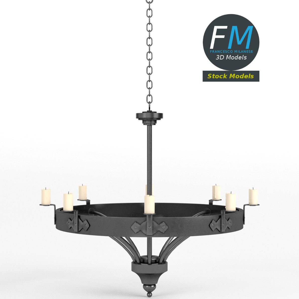 3D-Modell - Mittelalterlicher Radleuchter - 03