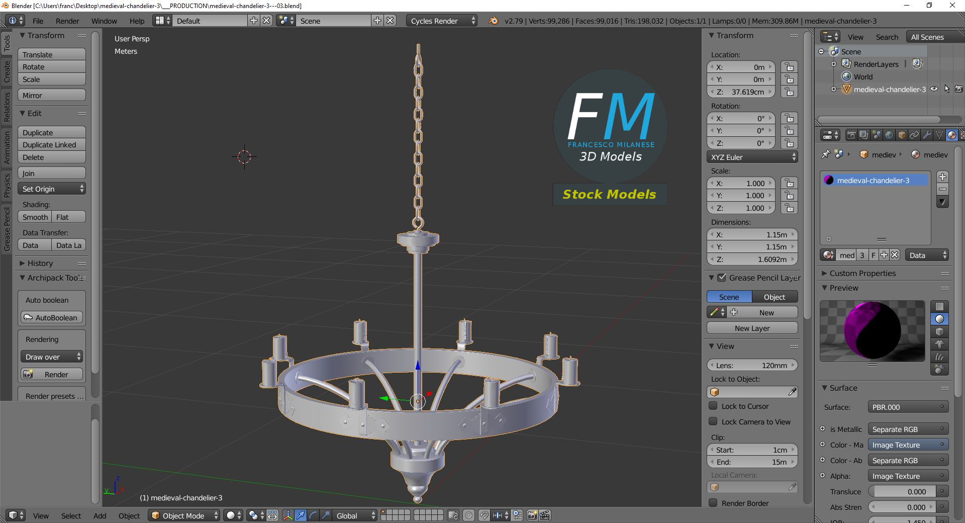 3D-Modell - Mittelalterlicher Radleuchter - 09