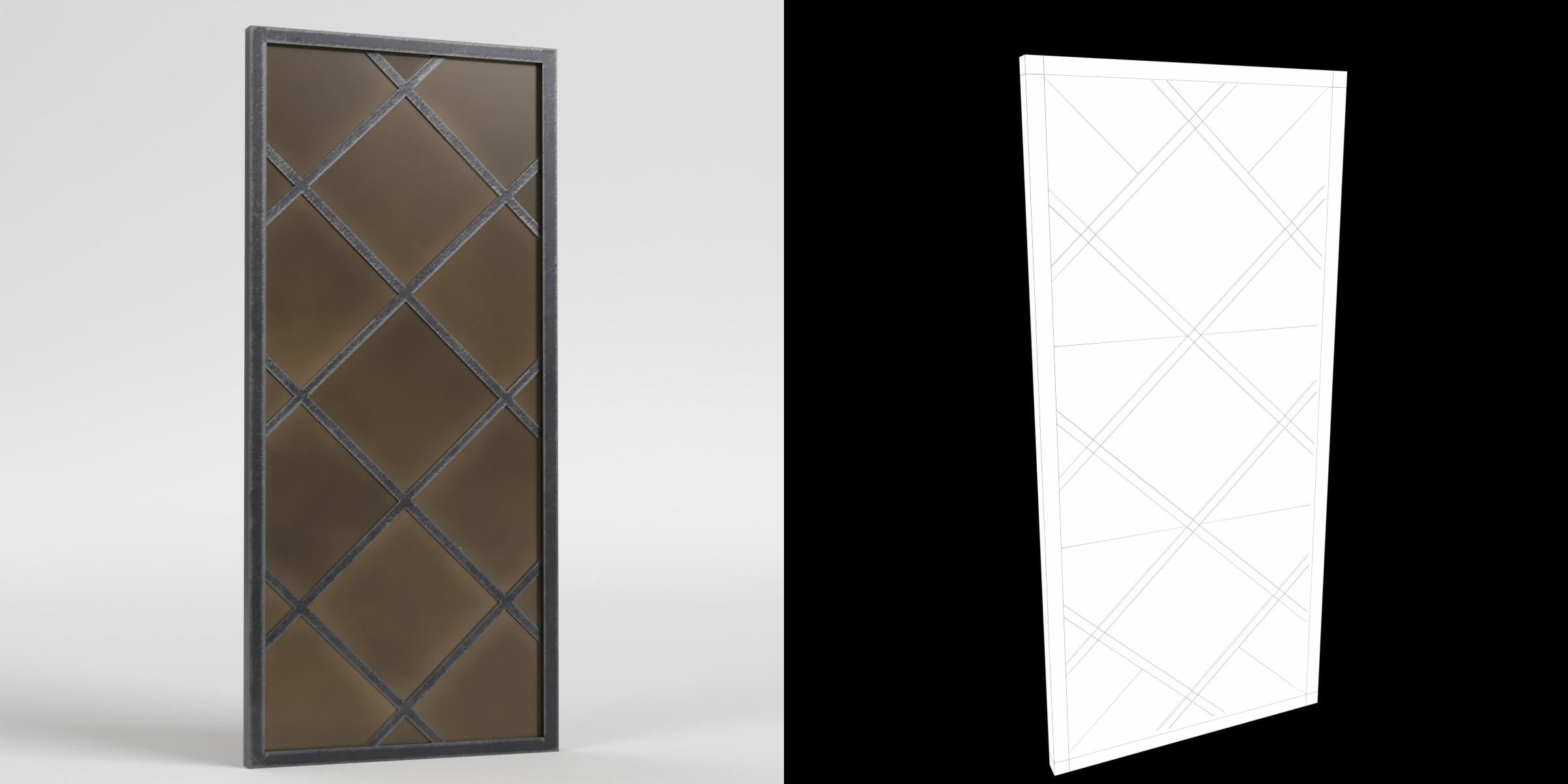 3D-Modell - Mittelalterliches Metallgitterfenster