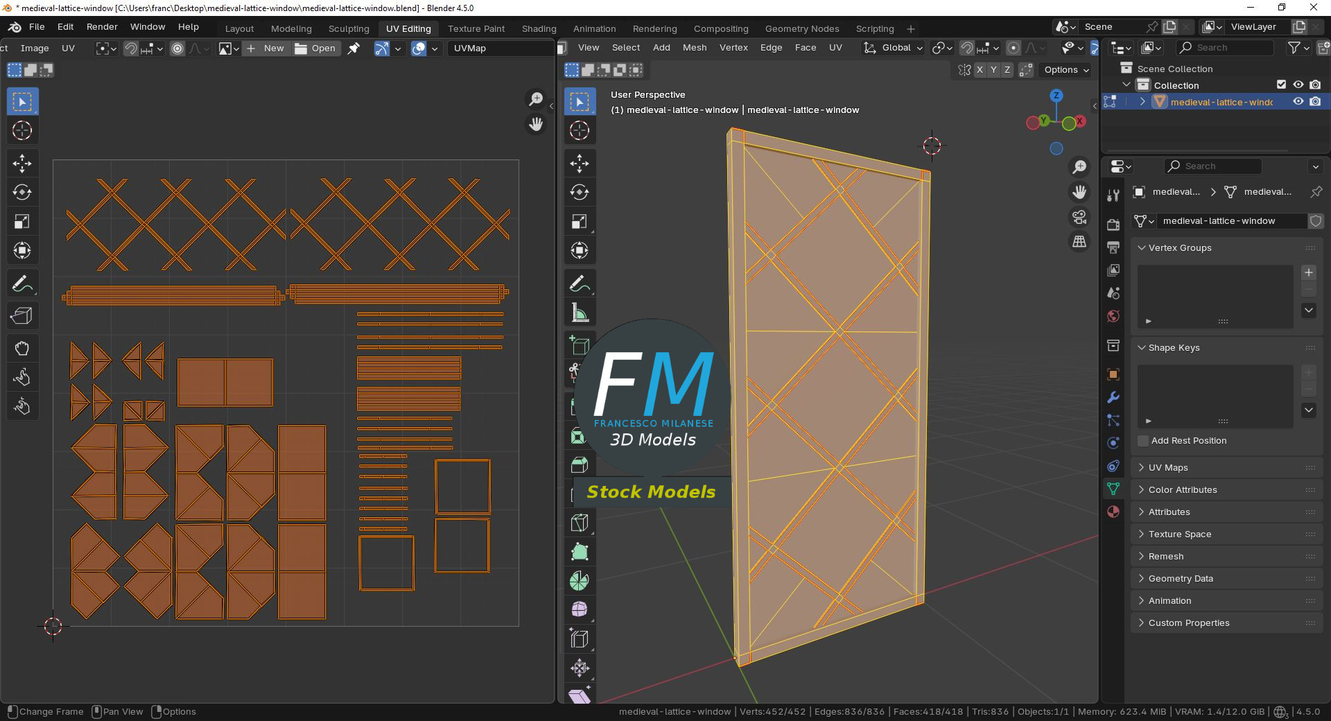 3D-Modell - Mittelalterliches Metallgitterfenster - 10