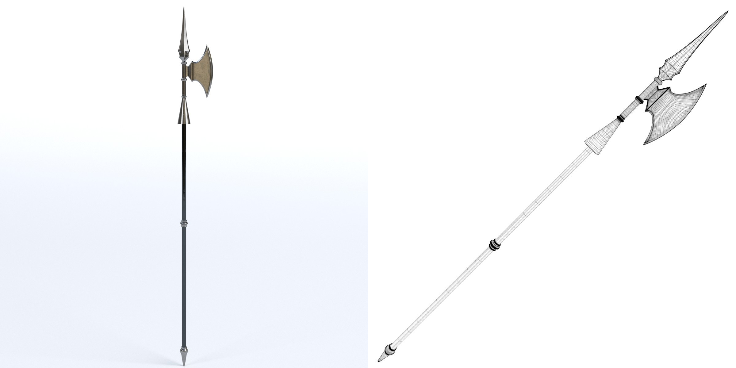 3D-Modell - Mittelalterliche Hellebarde