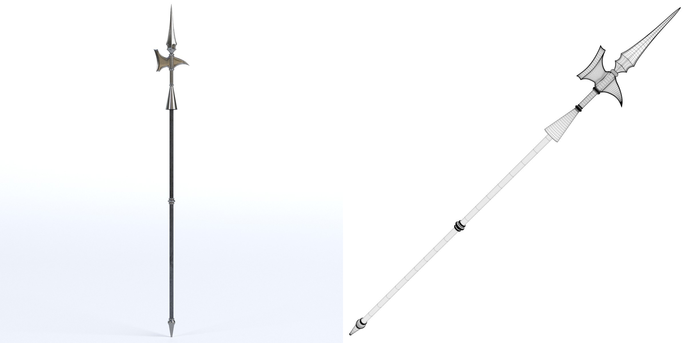 3D-Modell - Mittelalterliche Hellebarde
