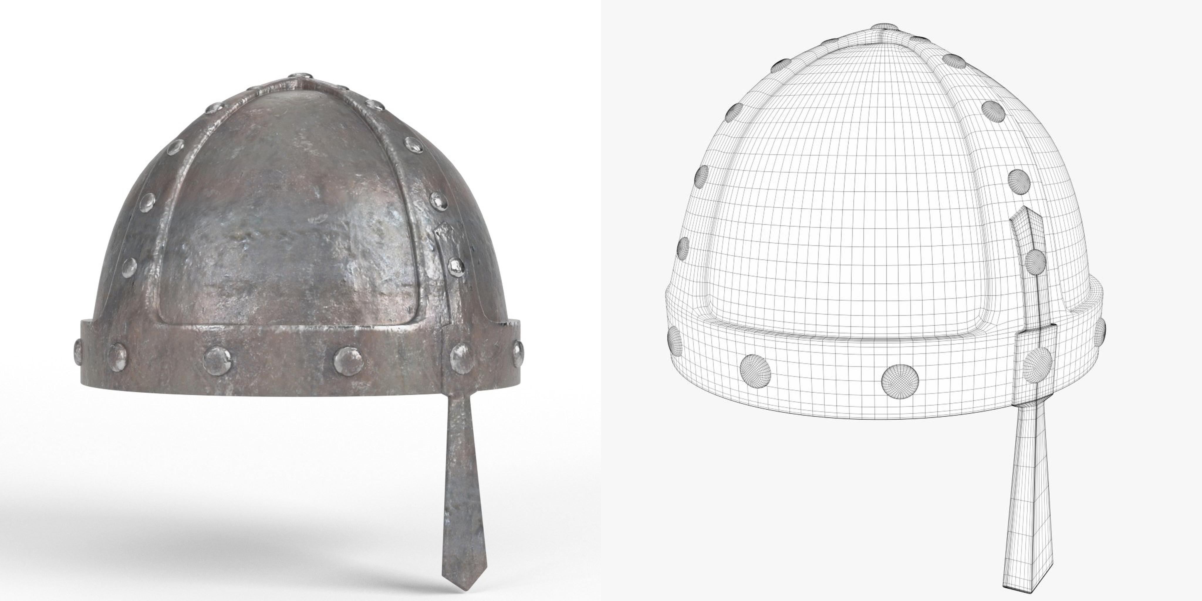 3D-Modell - Mittelalterlicher Vernieteter Helm