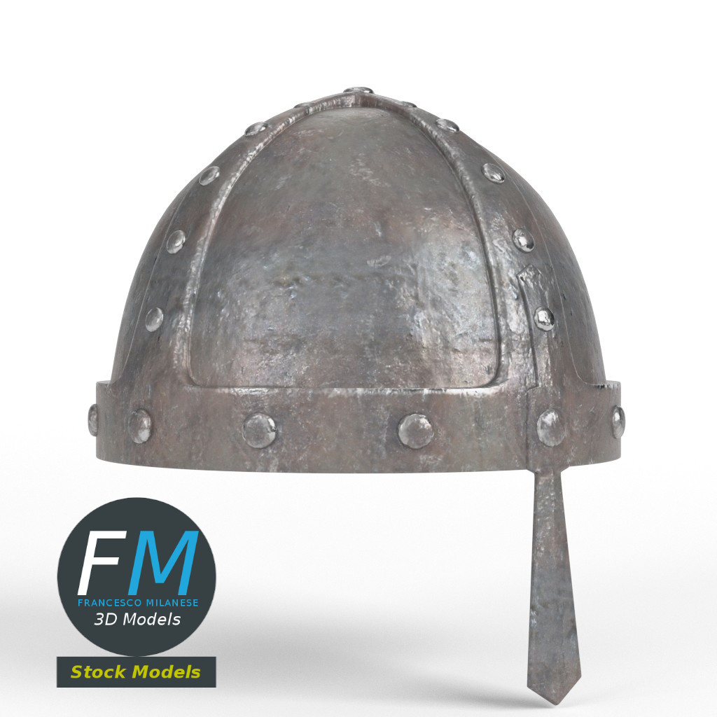 3D-Modell - Mittelalterlicher Vernieteter Helm - 01