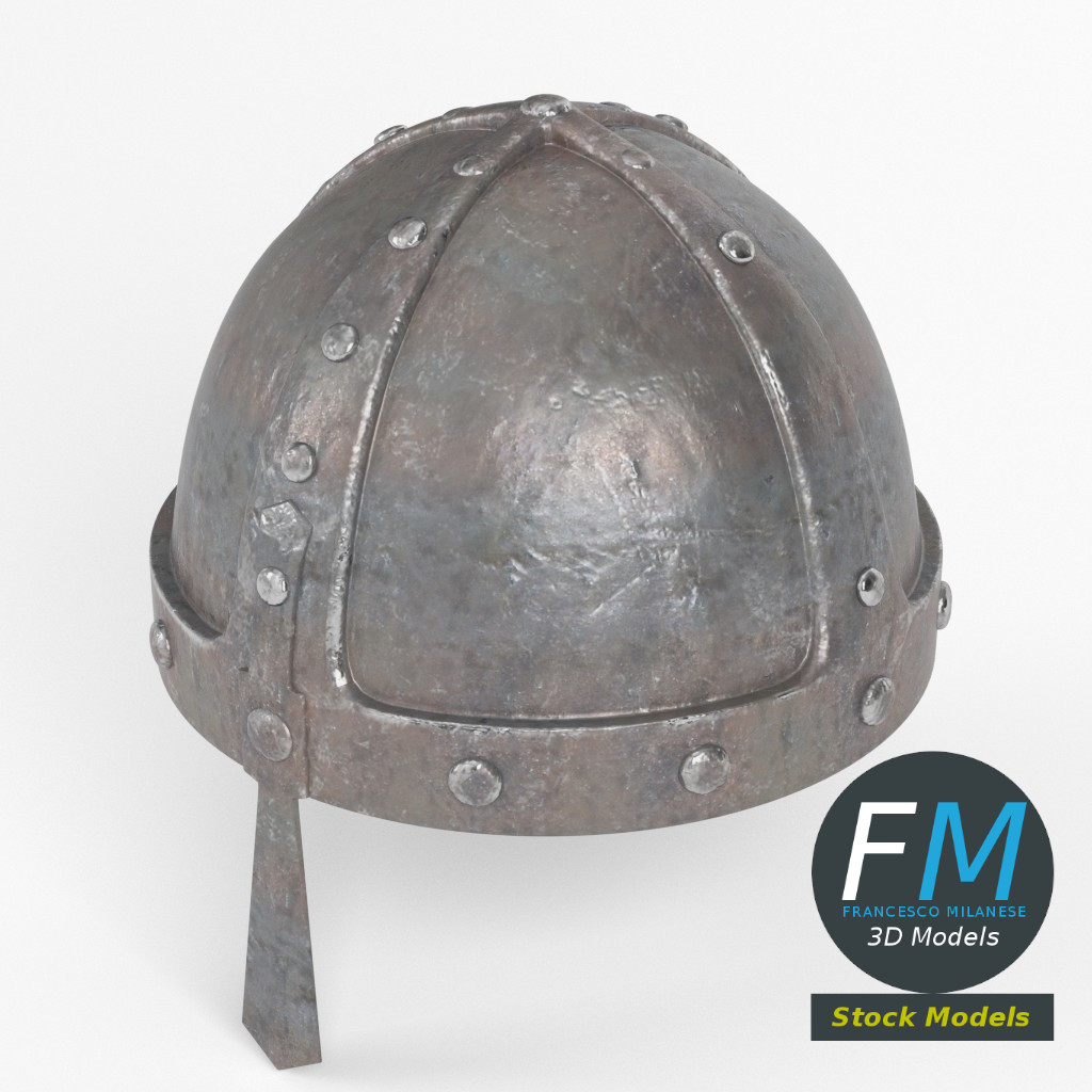 3D-Modell - Mittelalterlicher Vernieteter Helm - 02
