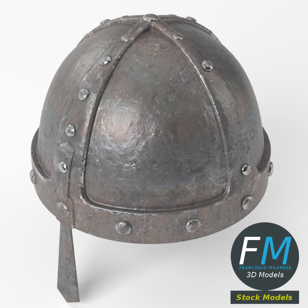 3D-Modell - Mittelalterlicher Vernieteter Helm - 05