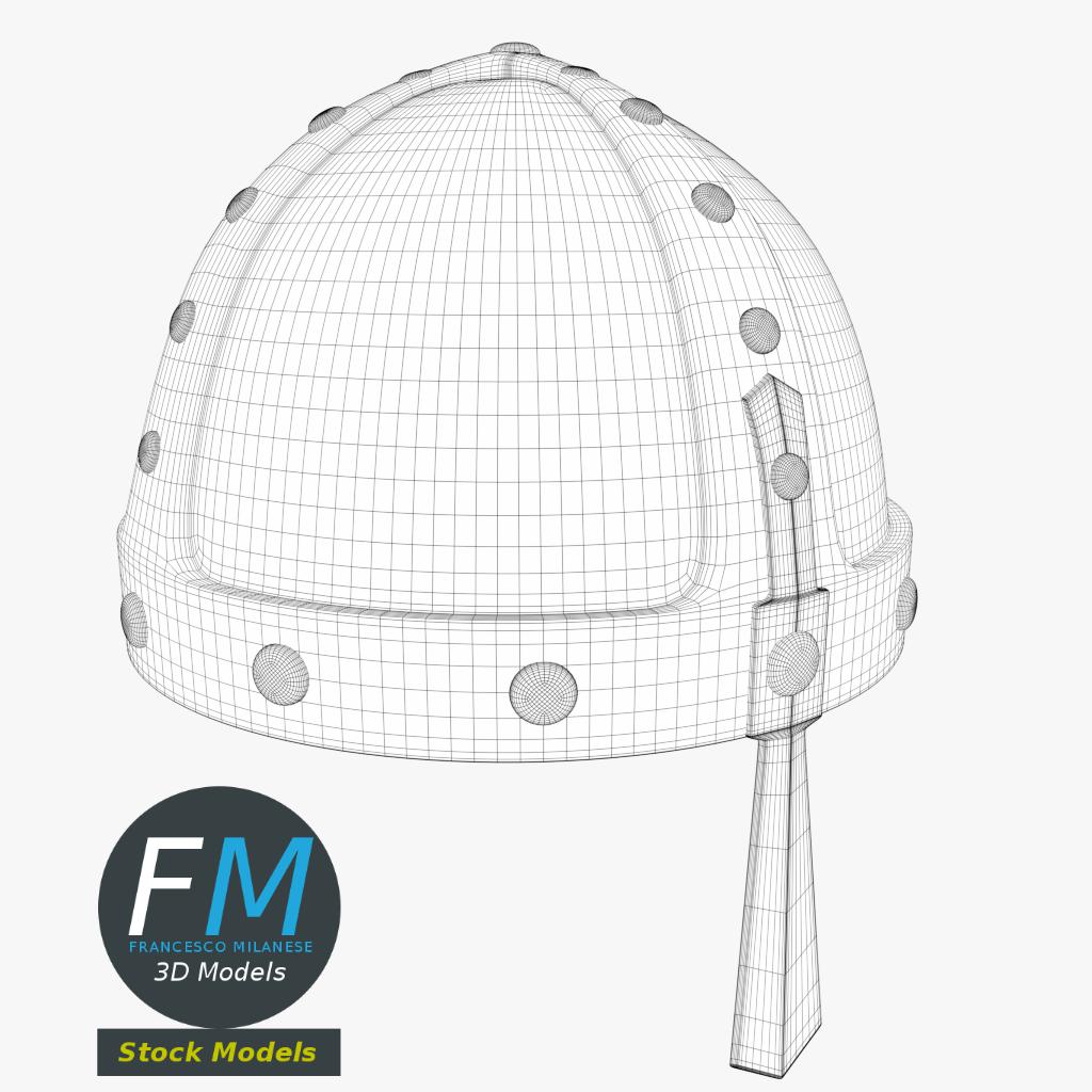 3D-Modell - Mittelalterlicher Vernieteter Helm - 07