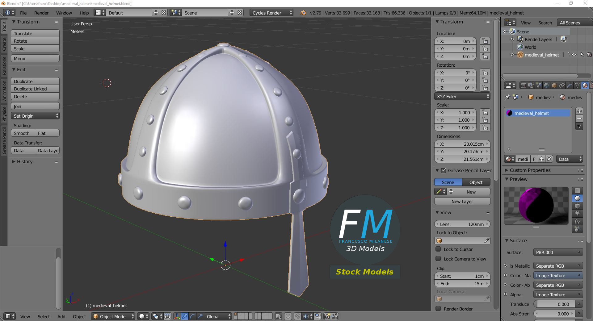 3D-Modell - Mittelalterlicher Vernieteter Helm - 09