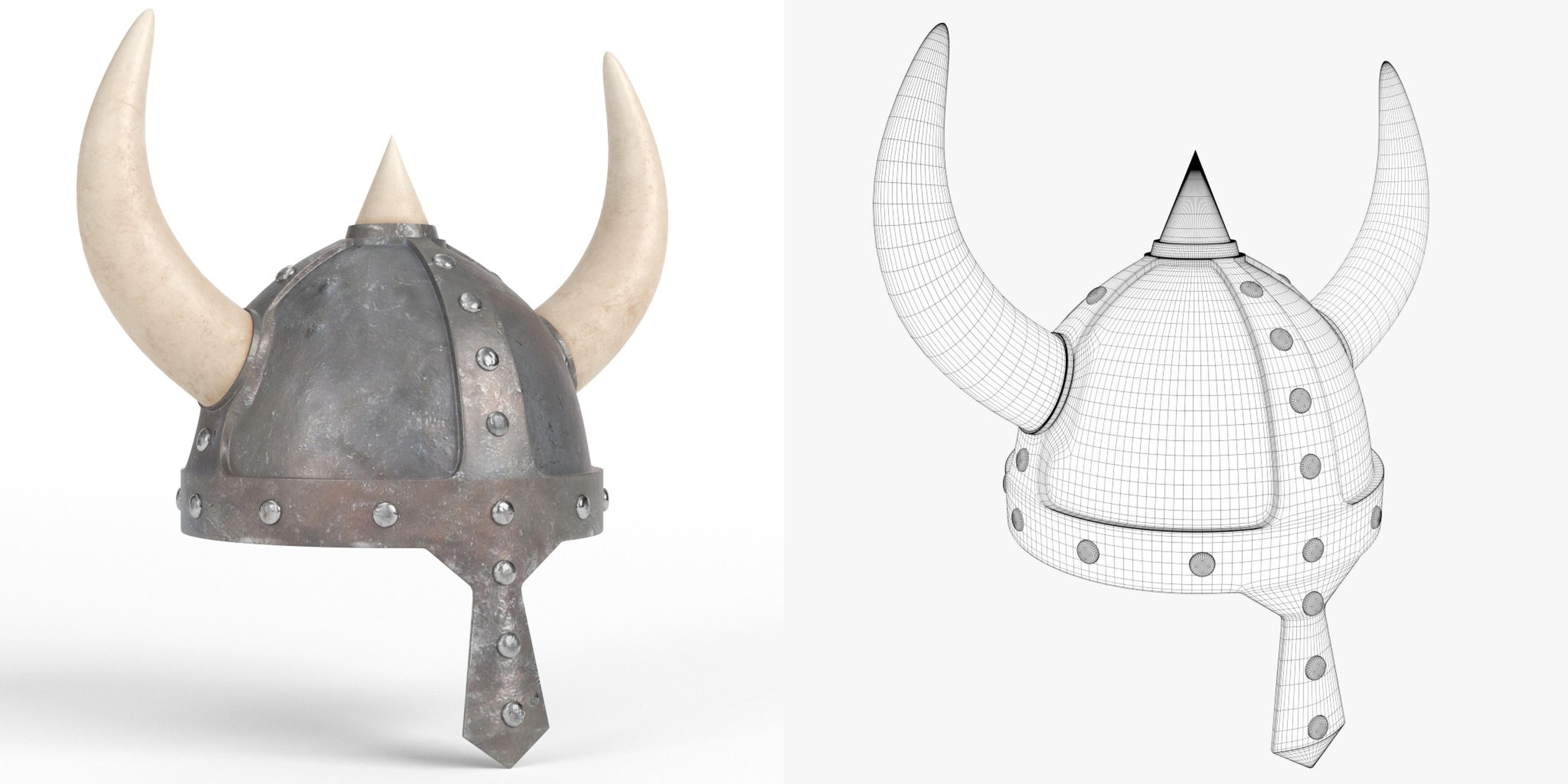3D-Modell - Mittelalterlicher Hörnerhelm