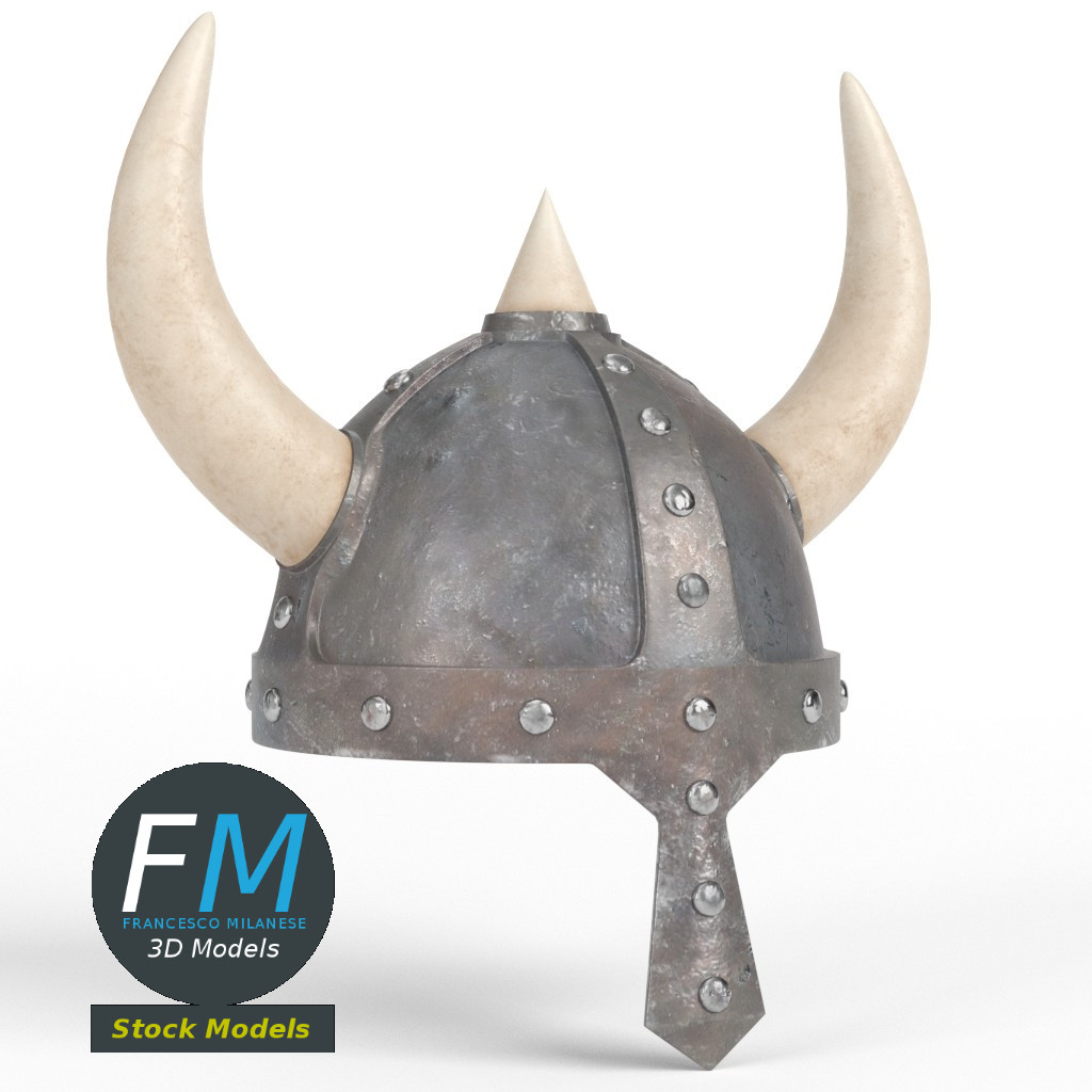 3D-Modell - Mittelalterlicher Hörnerhelm - 01