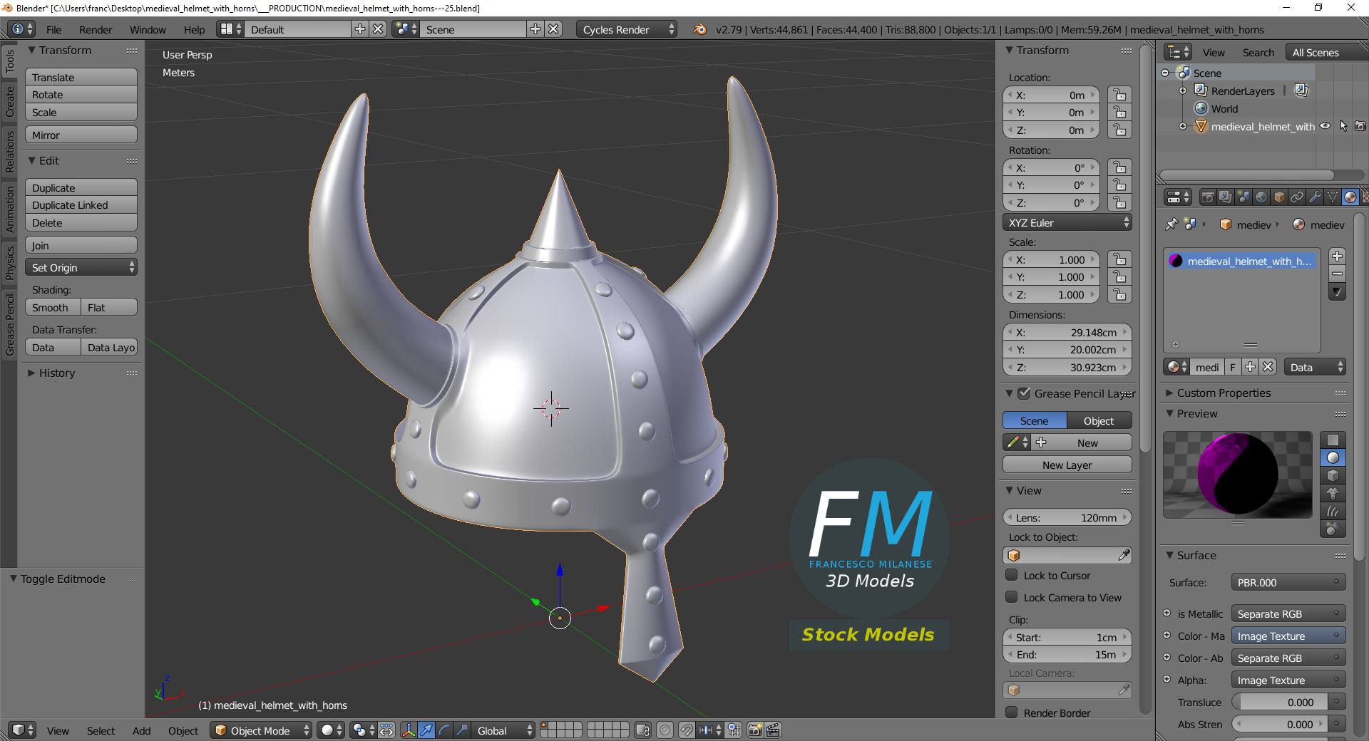 3D-Modell - Mittelalterlicher Hörnerhelm - 09