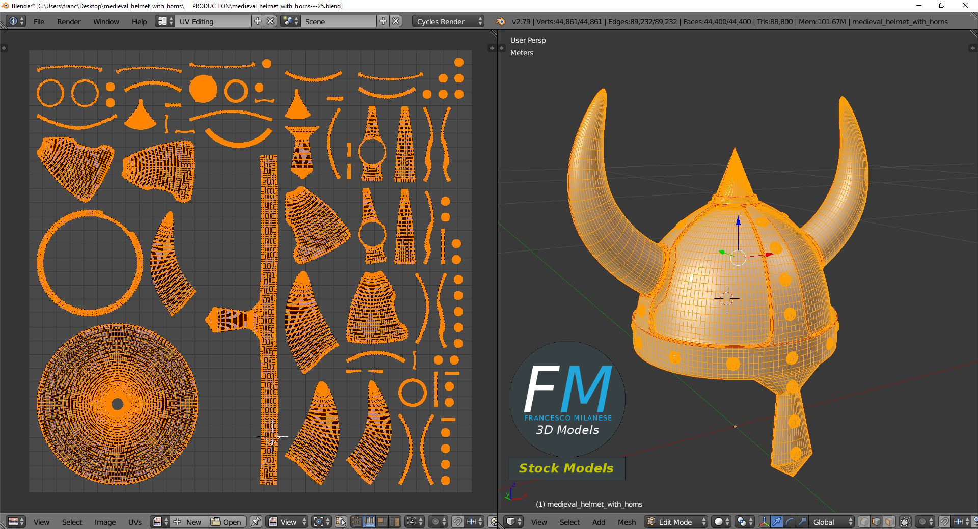 3D-Modell - Mittelalterlicher Hörnerhelm - 10