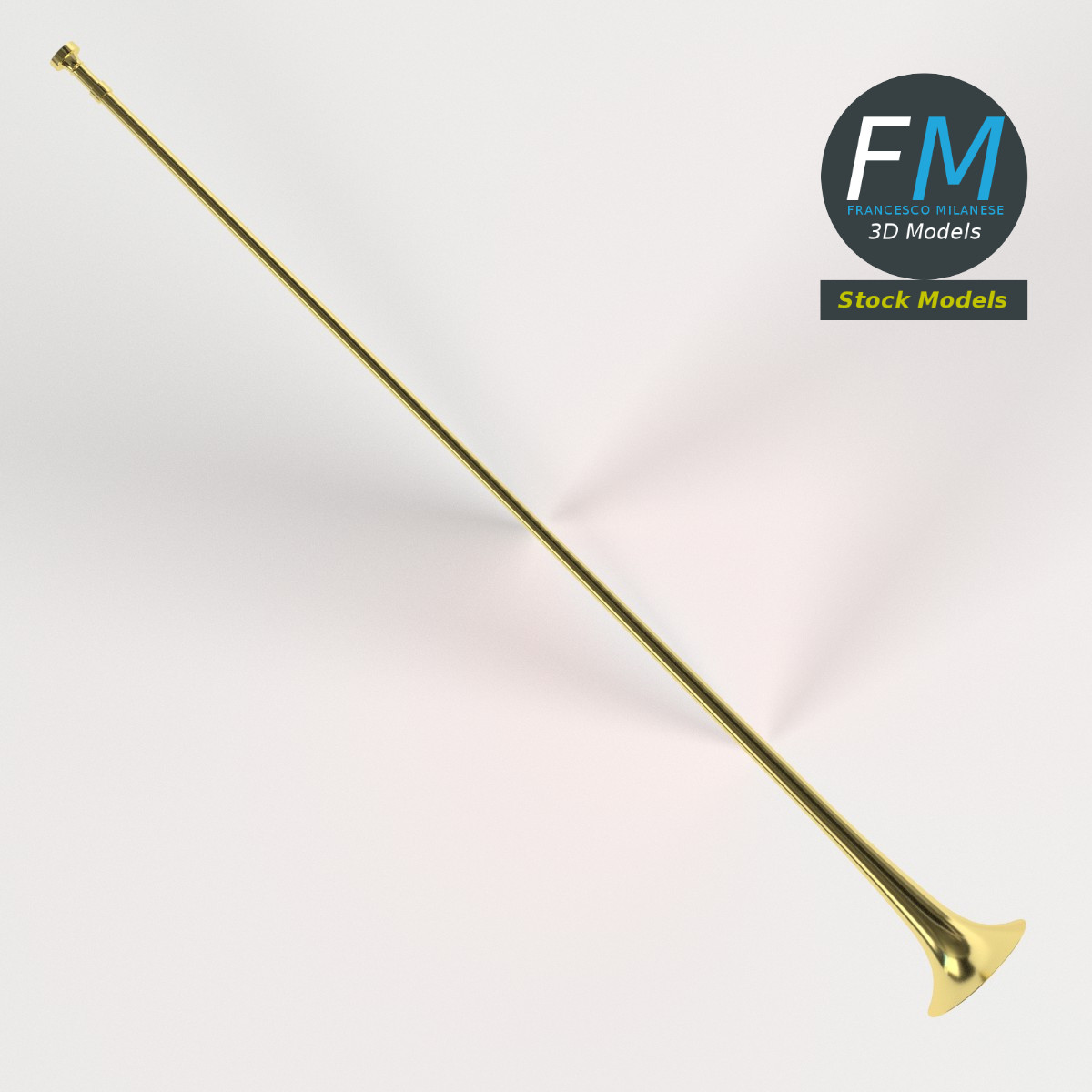 3D-Modell - Mittelalterliche Heraldische Trompete mit Banner - 06