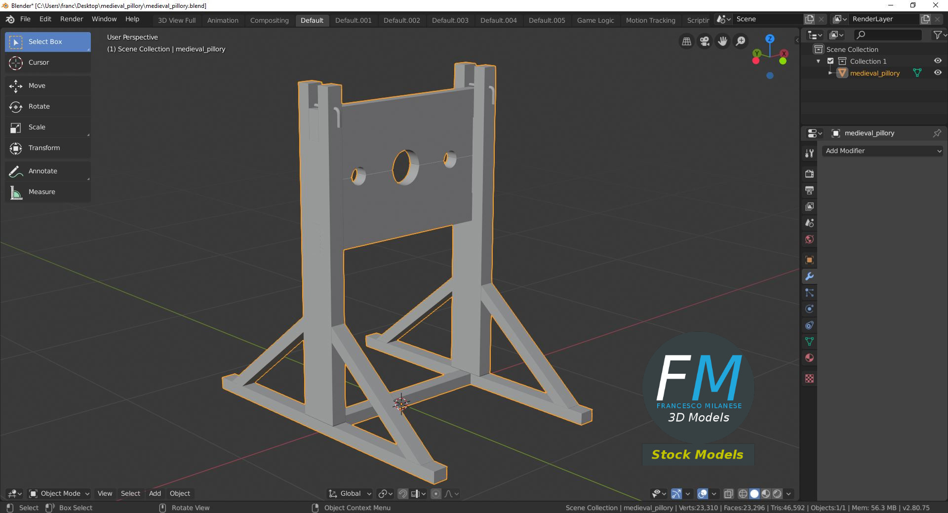 3D-Modell - Mittelalterlicher Holzpranger - 09