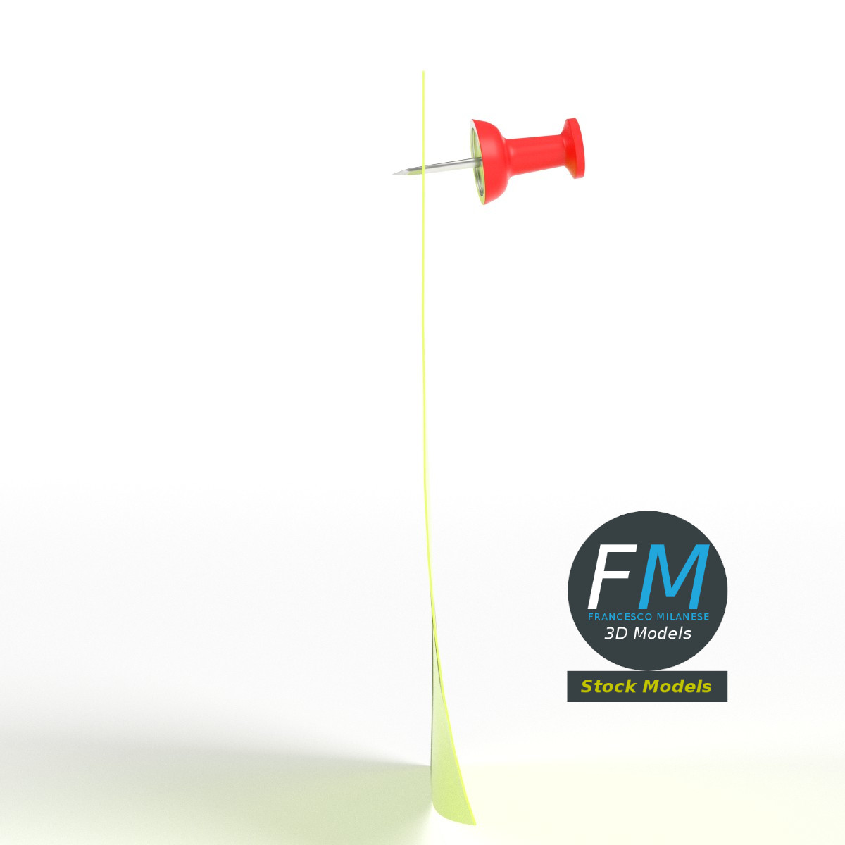 3D-Modell - Notizzettel mit Reißzwecke - 04