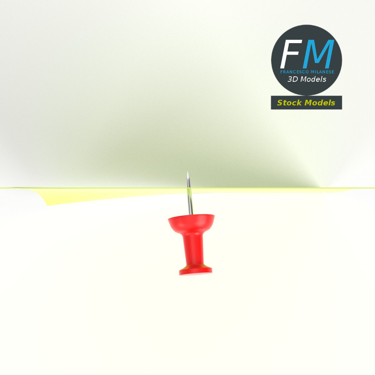 3D-Modell - Notizzettel mit Reißzwecke - 06