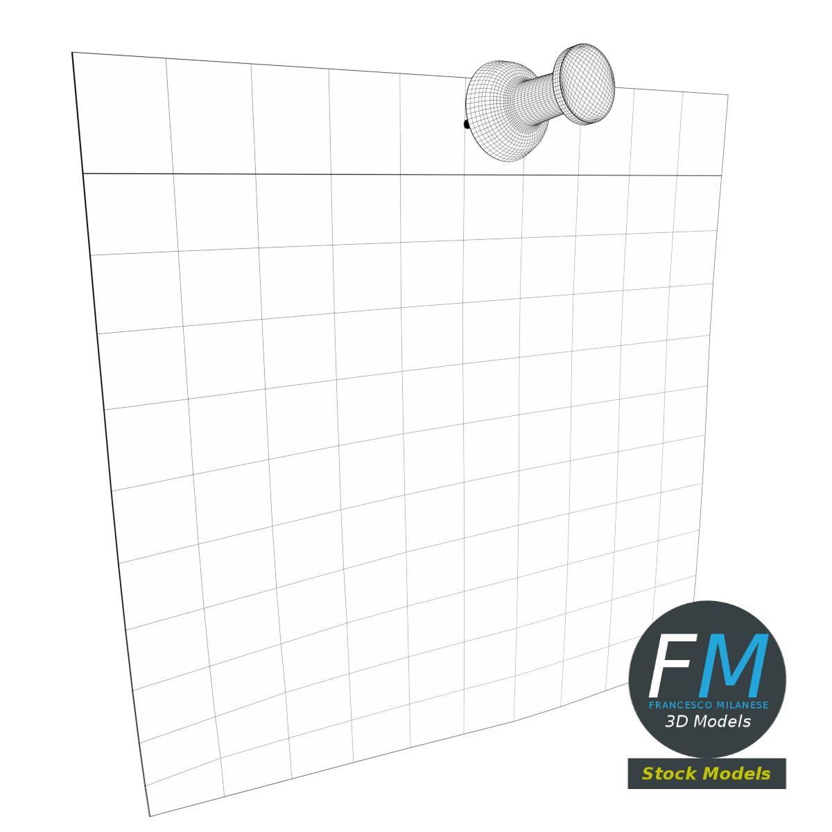 3D-Modell - Notizzettel mit Reißzwecke - 07