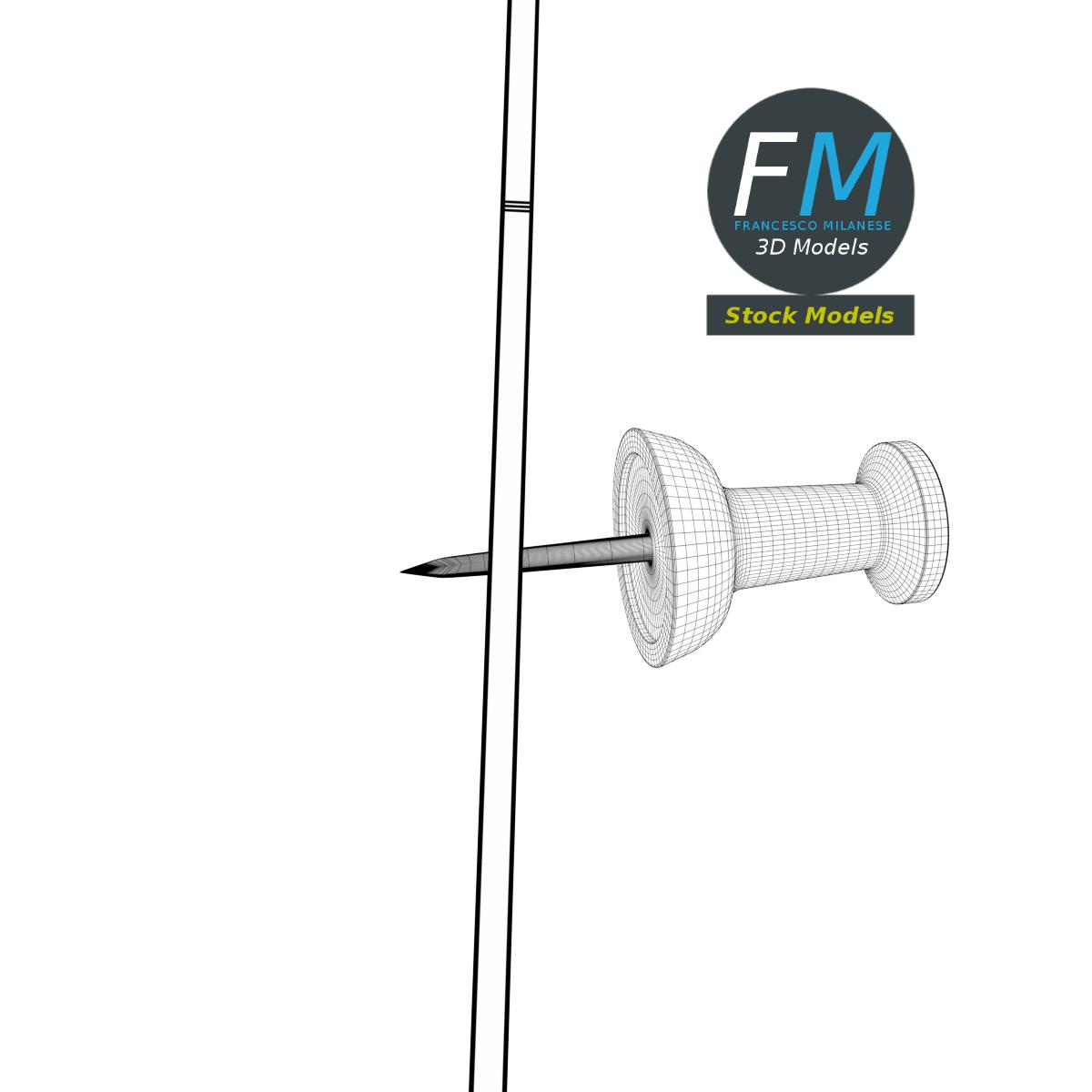 3D-Modell - Notizzettel mit Reißzwecke - 08