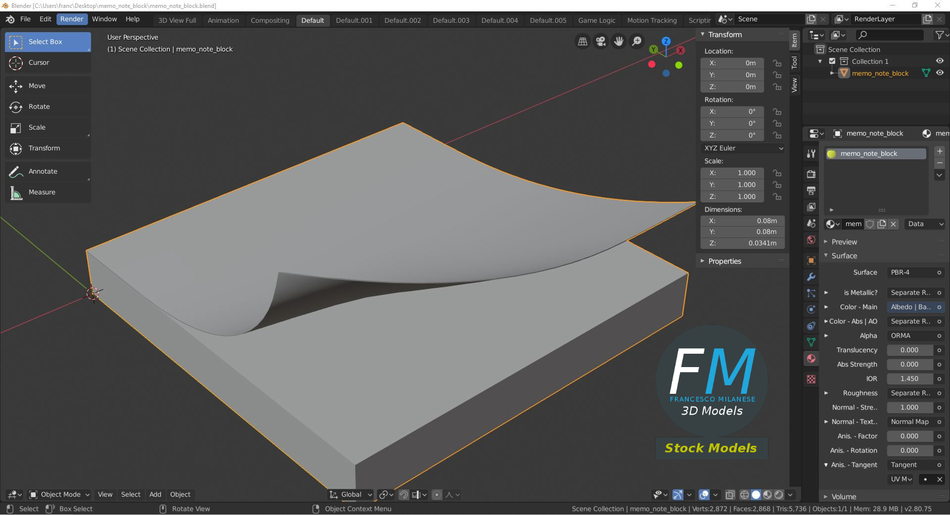 3D-Modell - Notizzettelblock - 09