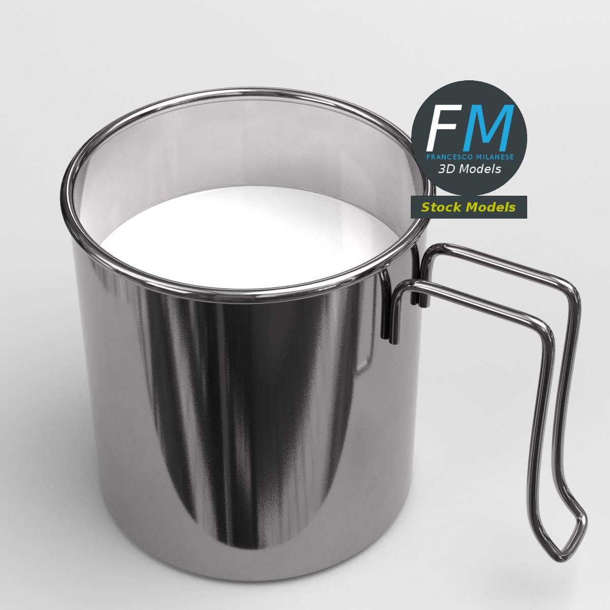 3D-Modell - Metallischer Milchkrug - 01