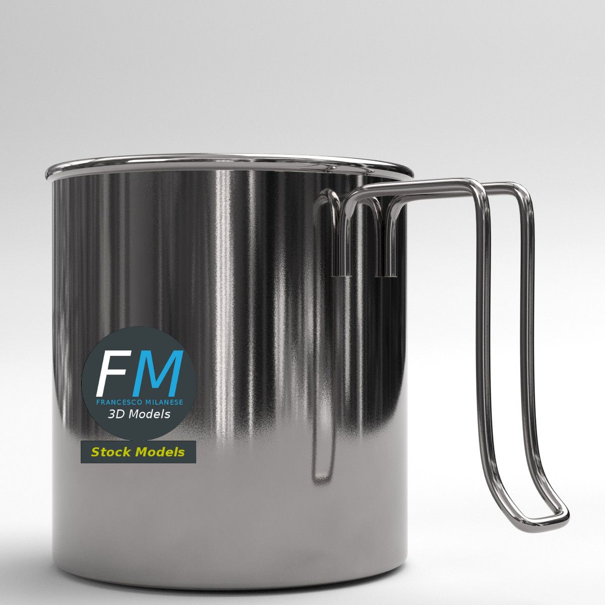 3D-Modell - Metallischer Milchkrug - 03