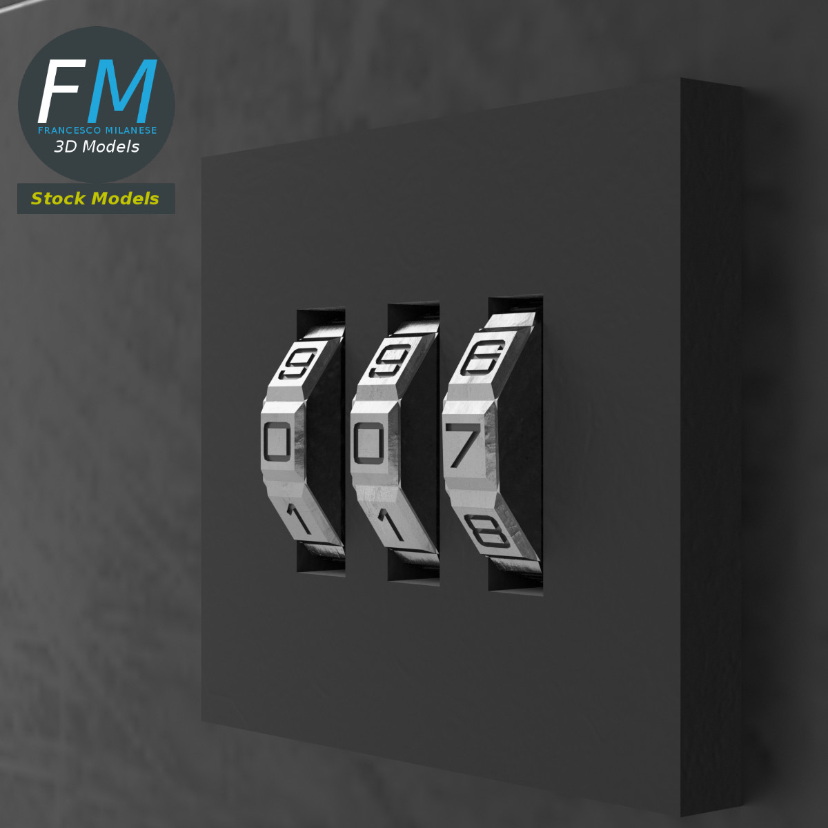 3D-Modell - Metallbox mit Zahlenschloss - 05